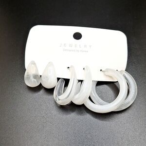 White chunky hoop earrings resin hoops